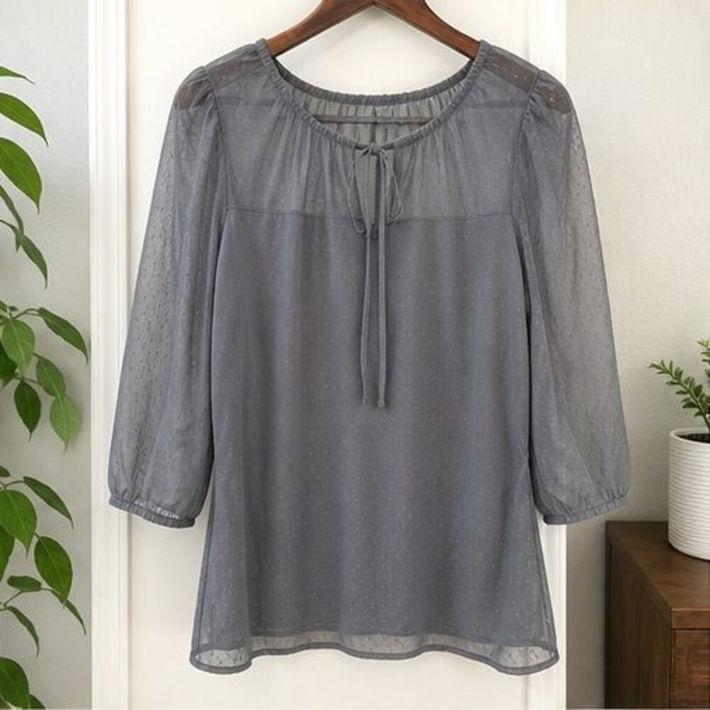 Gray Puff Sleeve Top